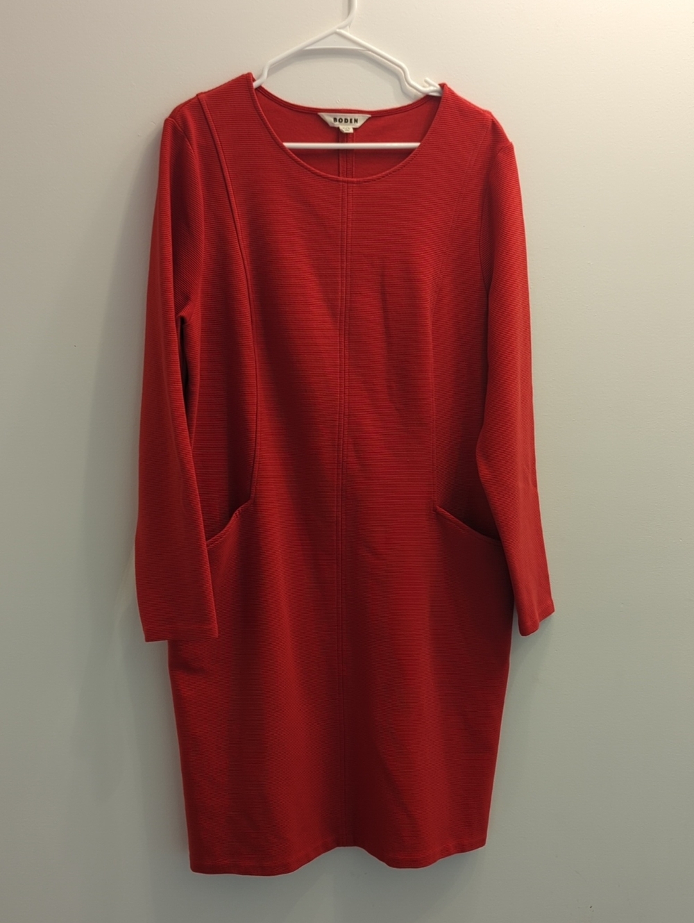 Boden Ottoman V-Neck Dress in Red, Women's US 18L